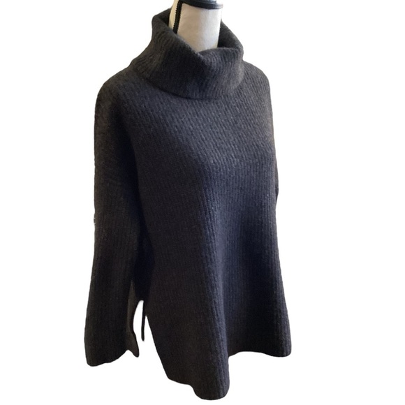 Eileen Fisher Sweaters - Eileen Fisher Yak & Wool Italian Yarn Cowl Neck Sweater, Medium Charcoal Grey